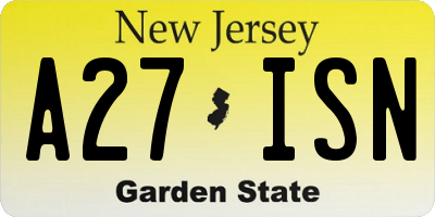 NJ license plate A27ISN