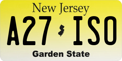 NJ license plate A27ISO