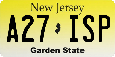 NJ license plate A27ISP