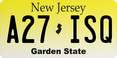 NJ license plate A27ISQ