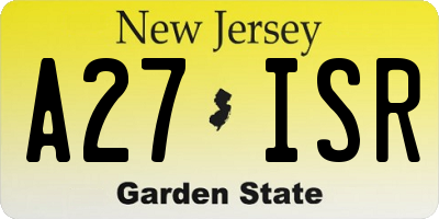 NJ license plate A27ISR