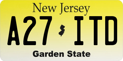 NJ license plate A27ITD