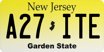 NJ license plate A27ITE