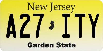 NJ license plate A27ITY