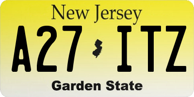 NJ license plate A27ITZ