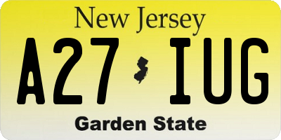 NJ license plate A27IUG