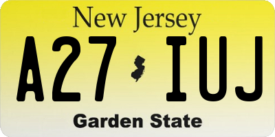 NJ license plate A27IUJ