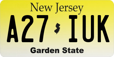NJ license plate A27IUK