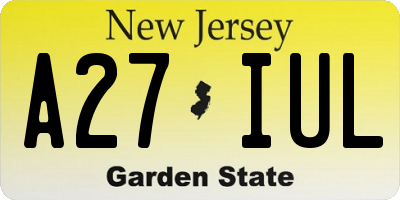 NJ license plate A27IUL