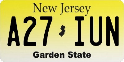 NJ license plate A27IUN