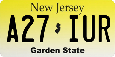 NJ license plate A27IUR