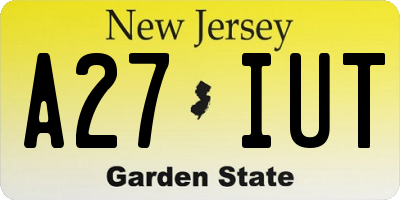 NJ license plate A27IUT