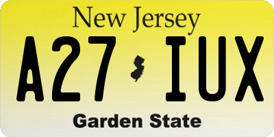 NJ license plate A27IUX