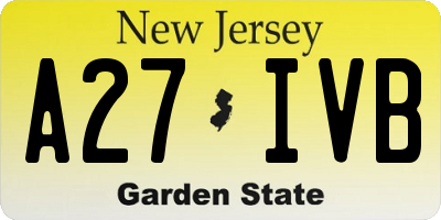 NJ license plate A27IVB