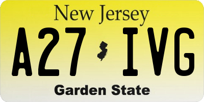 NJ license plate A27IVG