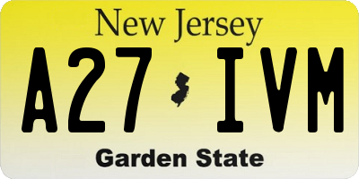 NJ license plate A27IVM