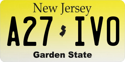 NJ license plate A27IVO