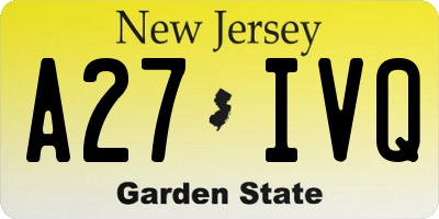 NJ license plate A27IVQ