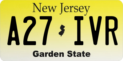 NJ license plate A27IVR