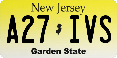 NJ license plate A27IVS