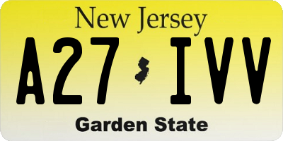 NJ license plate A27IVV