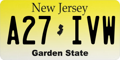 NJ license plate A27IVW