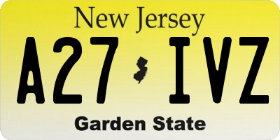 NJ license plate A27IVZ
