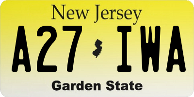 NJ license plate A27IWA