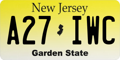 NJ license plate A27IWC
