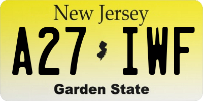 NJ license plate A27IWF