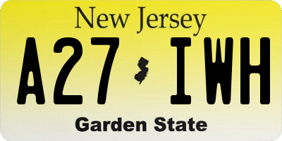 NJ license plate A27IWH