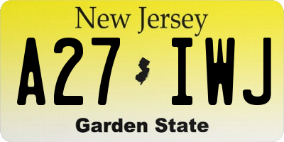 NJ license plate A27IWJ