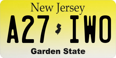 NJ license plate A27IWO