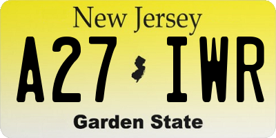 NJ license plate A27IWR