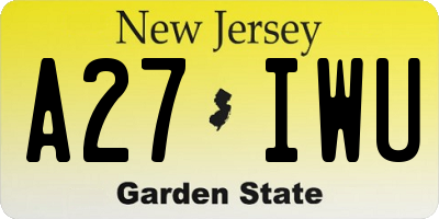 NJ license plate A27IWU