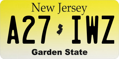 NJ license plate A27IWZ
