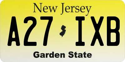 NJ license plate A27IXB