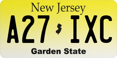 NJ license plate A27IXC