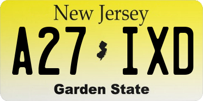 NJ license plate A27IXD