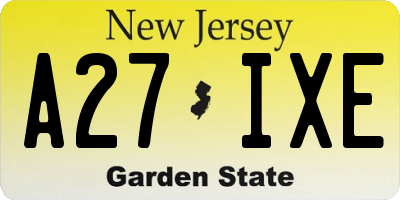 NJ license plate A27IXE