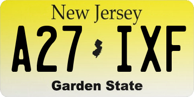 NJ license plate A27IXF