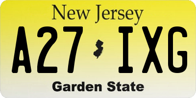 NJ license plate A27IXG