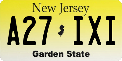 NJ license plate A27IXI