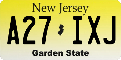 NJ license plate A27IXJ