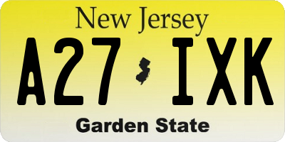NJ license plate A27IXK