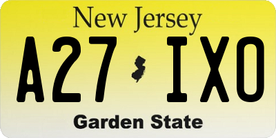 NJ license plate A27IXO