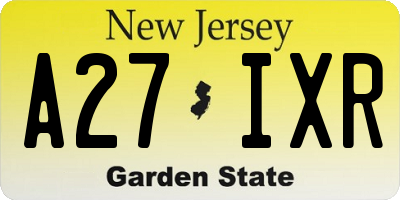 NJ license plate A27IXR