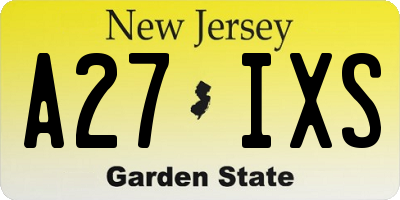 NJ license plate A27IXS
