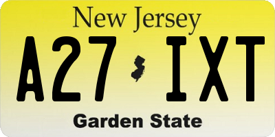 NJ license plate A27IXT