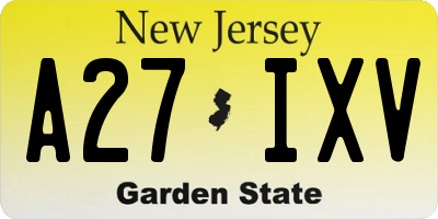 NJ license plate A27IXV